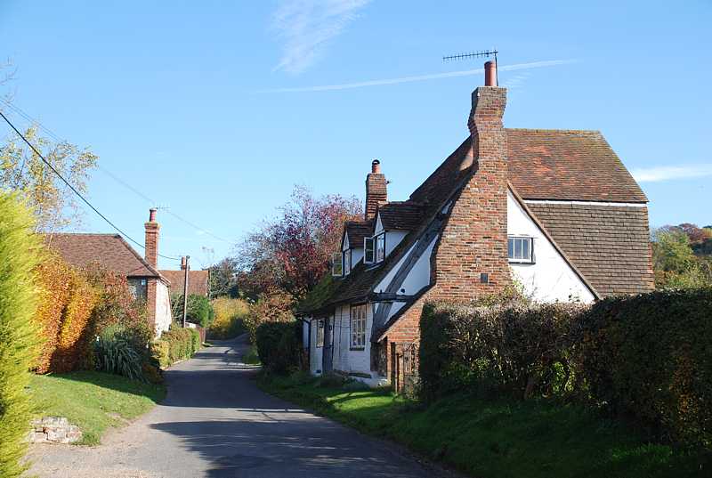 Old cottage beside a lane into Skirmett